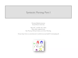 Syntactic Parsing: Part I