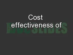 Cost effectiveness of