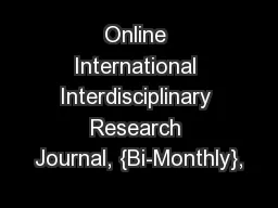 Online International Interdisciplinary Research Journal, {Bi-Monthly},