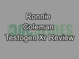 Ronnie Coleman Testogen Xr Review