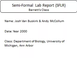 Semi-Formal Lab Report (SFLR)