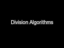 Division Algorithms