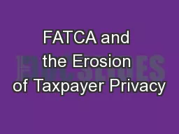 FATCA and the Erosion of Taxpayer Privacy