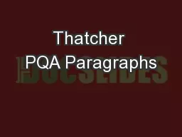 Thatcher PQA Paragraphs