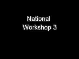 National Workshop 3