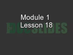 Module 1 Lesson 18