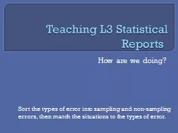 Teaching L3 Statistical
