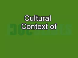 Cultural Context of