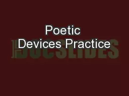 Poetic Devices Practice
