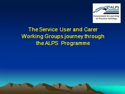 The Service User and Carer Working Groups journey through t