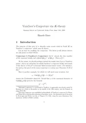 Vandivers Conjecture via theory Summer School on Cyclo