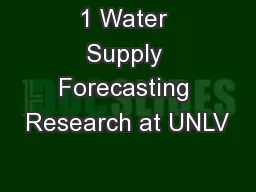 1 Water Supply Forecasting Research at UNLV