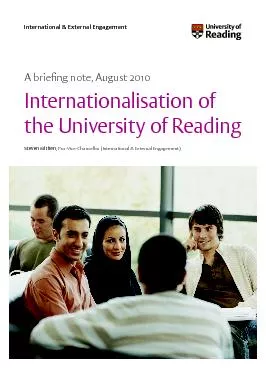 International & External Engagement Internationalisation of the Univer