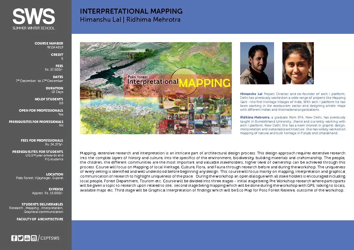 INTERPRETATONAL MAPP      Himanshu Lal | Ridhima Mehrotra   Mapping, e