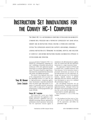 NSTRUCTION ET NNOVATIONS FOR THE ONVEY HC C OMPUTER