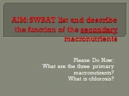 AIM: SWBAT list and describe the function of the