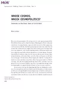 WHOSE COSMOS WHICH COSMOPOLITICS Comments on the Peace