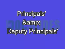 Principals’ & Deputy Principals’