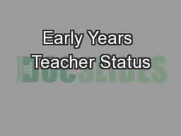 Early Years Teacher Status