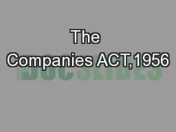 The Companies ACT,1956