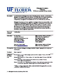 Email: flory@ufl.edu  Prerequisites None, but some biology or ecology
