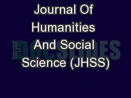 Journal Of Humanities And Social Science (JHSS)