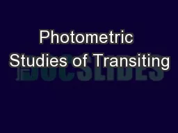 Photometric Studies of Transiting