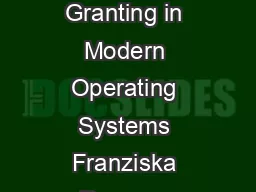 UserDriven Access Control Rethinking Permission Granting in Modern Operating Systems Franziska Roesner Tadayoshi Kohno franzi yoshi cs