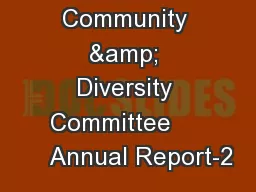 Community & Diversity Committee         Annual Report-2