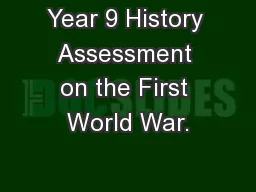 Year 9 History Assessment on the First World War.