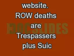 Data per FRA website.  ROW deaths are Trespassers plus Suic
