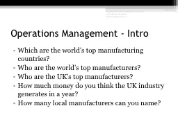 Operations Management - Intro