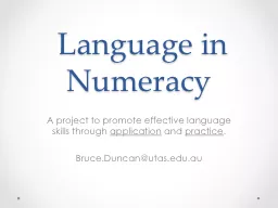 Language in Numeracy