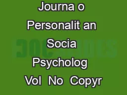 Journa o Personalit an Socia Psycholog  Vol  No  Copyr