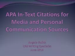 APA In-Text Citations for Media and Personal Communication