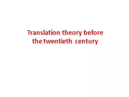 Translation theory before