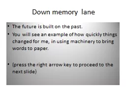 Down memory lane