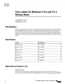 Cisco Jabber for Windows 11.0.x and 11.1.xRelease NotesFirst Published