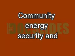 Community energy security and