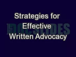 Strategies for Effective Written Advocacy