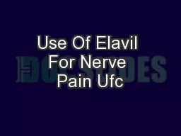 Use Of Elavil For Nerve Pain Ufc