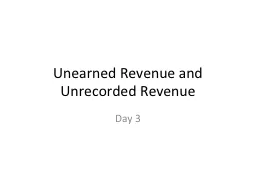Unearned Revenue and Unrecorded Revenue