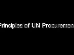 Principles of UN Procurement
