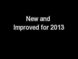 New and Improved for 2013