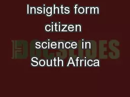 Insights form citizen science in South Africa