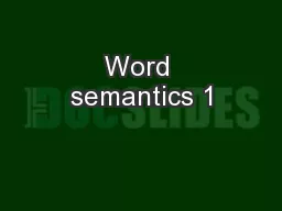 Word semantics 1