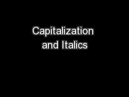 Capitalization and Italics
