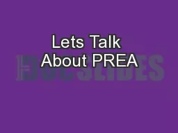 Lets Talk About PREA