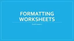 Formatting Worksheets