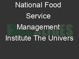 National Food Service Management Institute The Univers